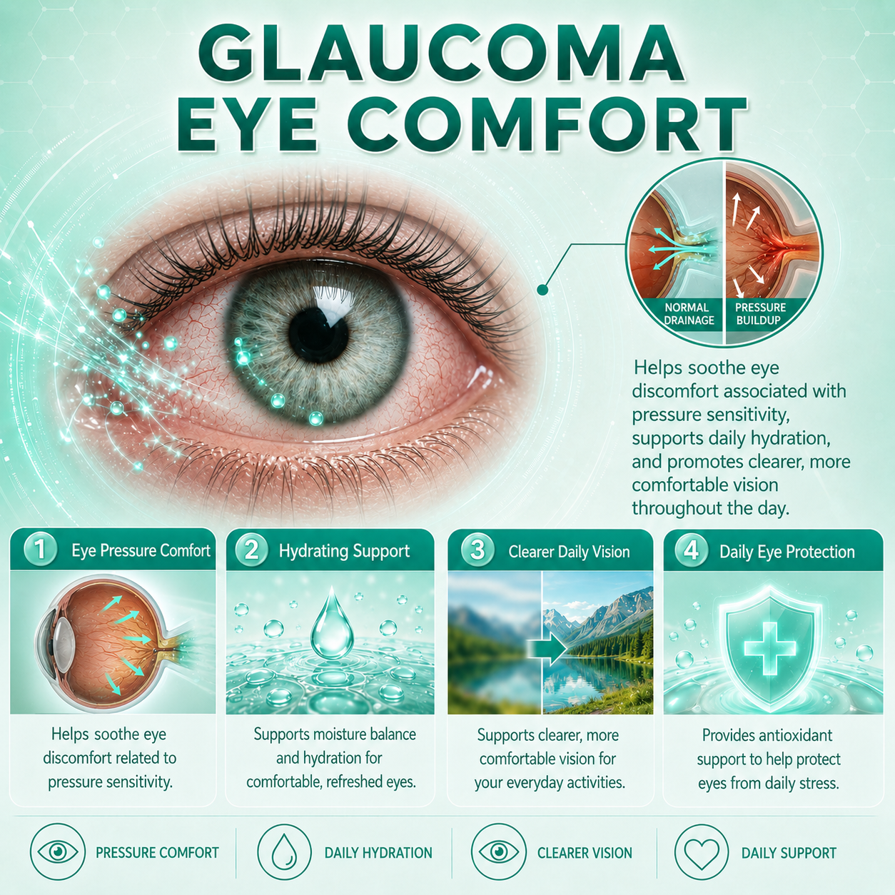 Eye comfort and hydration product infographic