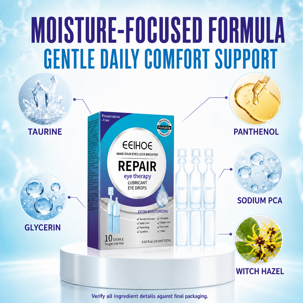 Single Use Repair Eye Drops – Soothe Red Eyes, Fix Blurry Cloudy Vision, Gentle Support for Cataract & Glaucoma-WH