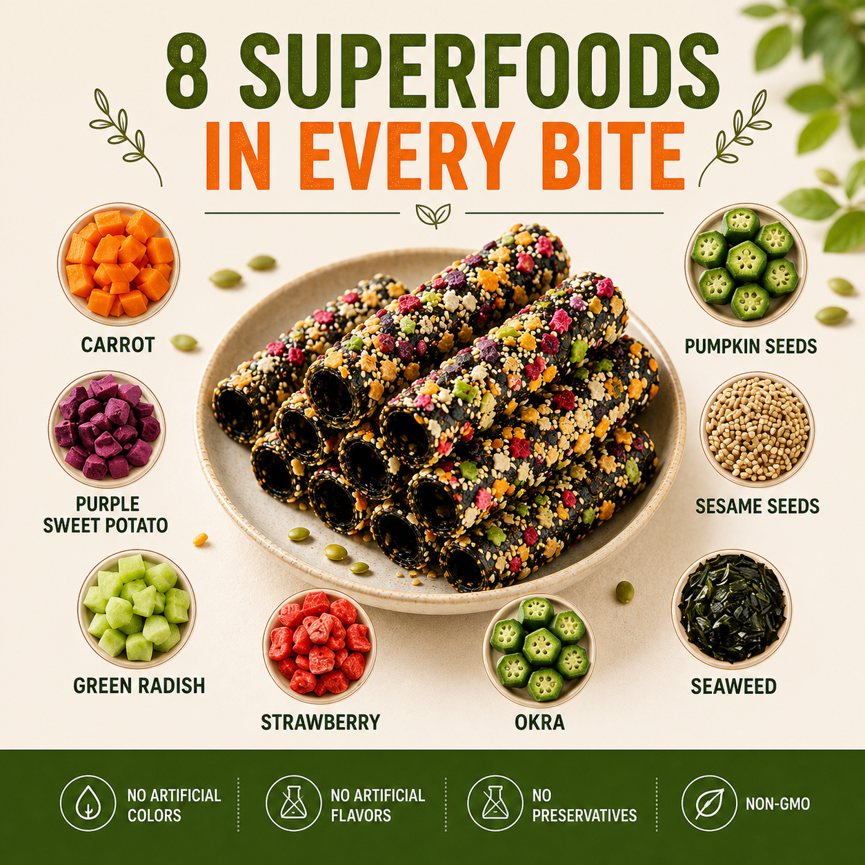 Crunchy Fruit & Veggie Seaweed Rolls – Natural Crispy Seaweed Snack with Real Fruit & Vegetable Ingredients-WHffice & On-the-Go Treat-WH