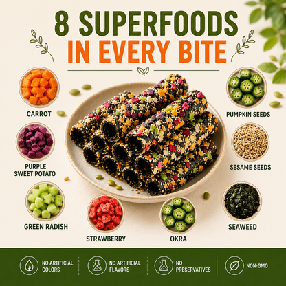 Crunchy Fruit & Veggie Seaweed Rolls – Natural Crispy Seaweed Snack with Real Fruit & Vegetable Ingredients-WHffice & On-the-Go Treat-WH