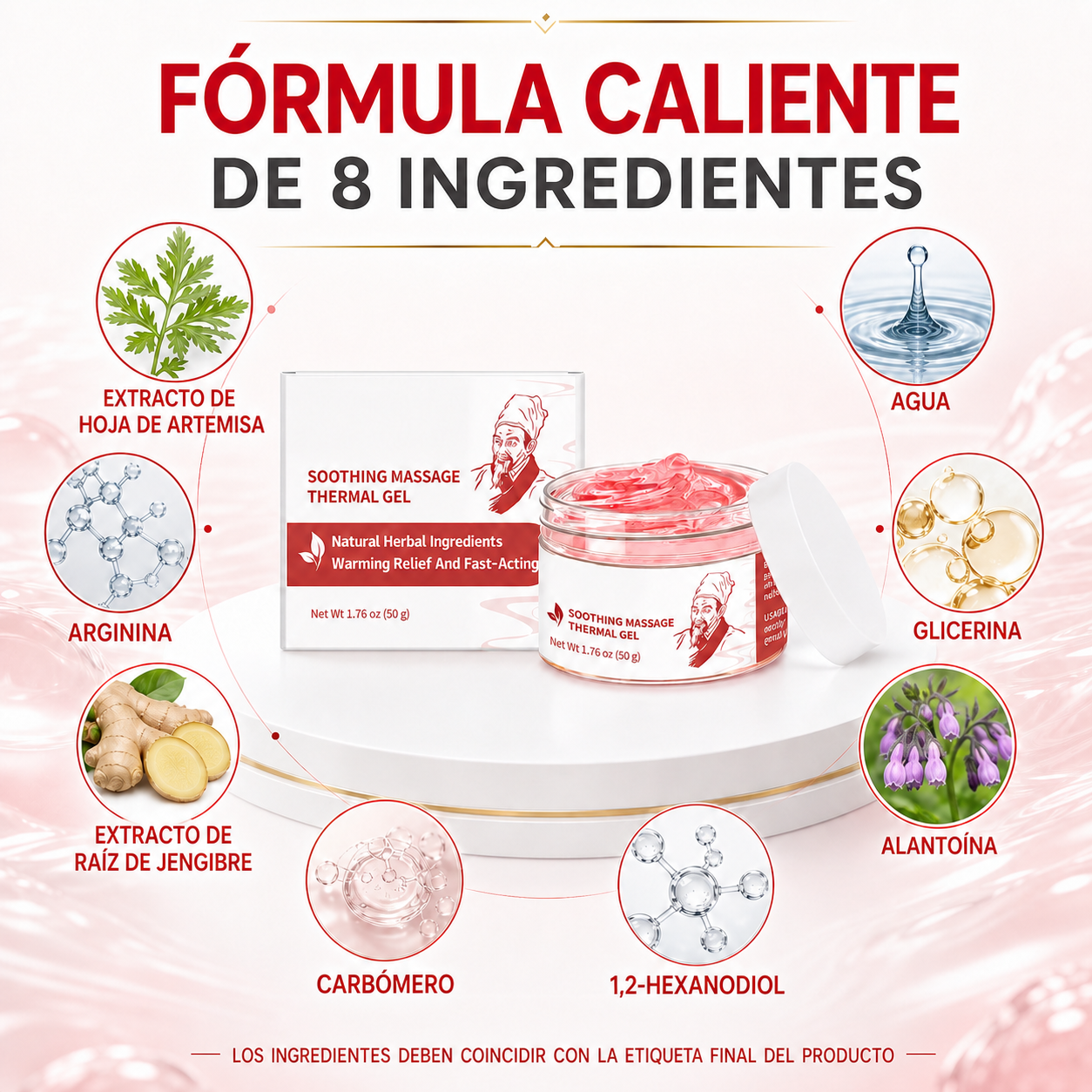 Gel térmico de masaje calmante | Confort cálido herbal para músculos y articulaciones-WH