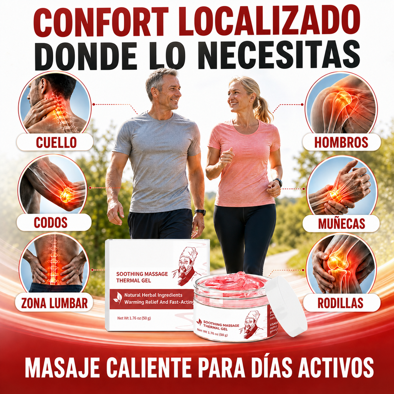 Gel térmico de masaje calmante | Confort cálido herbal para músculos y articulaciones-WH