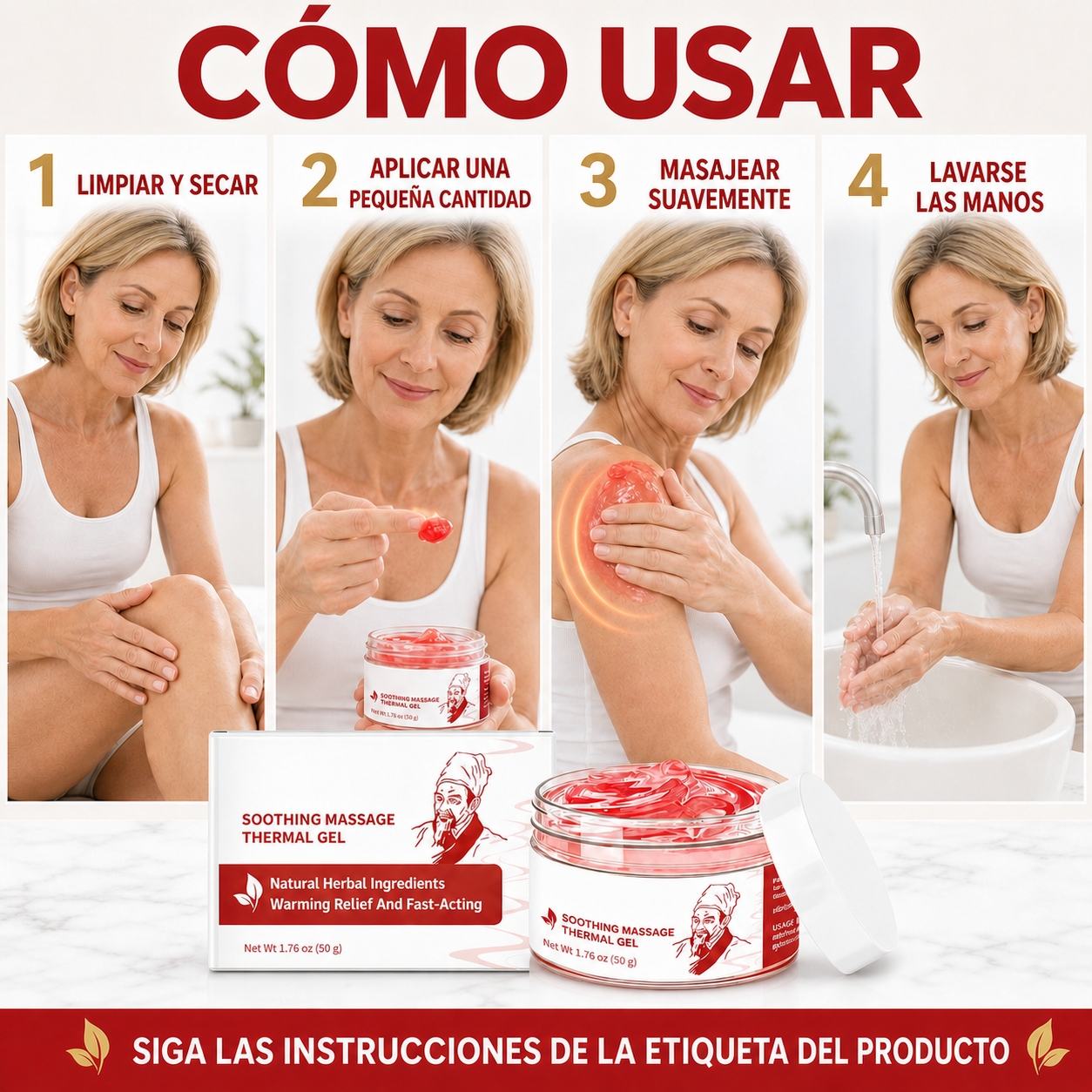 Gel térmico de masaje calmante | Confort cálido herbal para músculos y articulaciones-WH