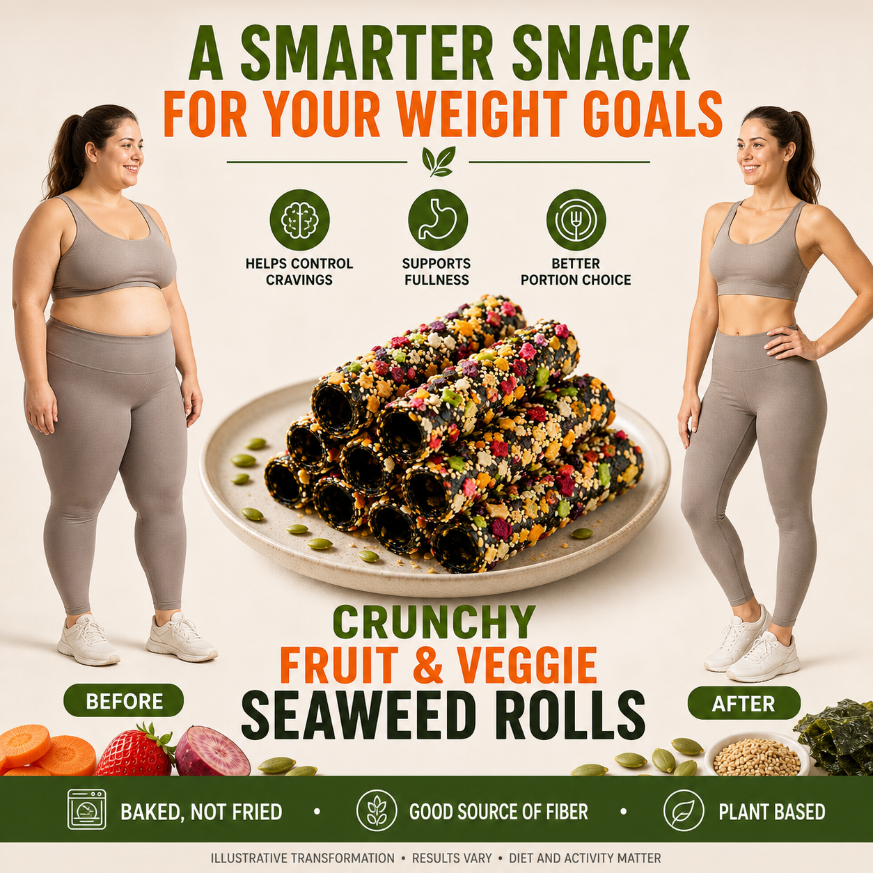 Crunchy Fruit & Veggie Seaweed Rolls – Natural Crispy Seaweed Snack with Real Fruit & Vegetable Ingredients-WHffice & On-the-Go Treat-WH