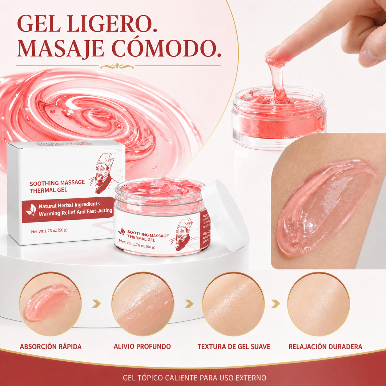 Gel térmico de masaje calmante | Confort cálido herbal para músculos y articulaciones-WH