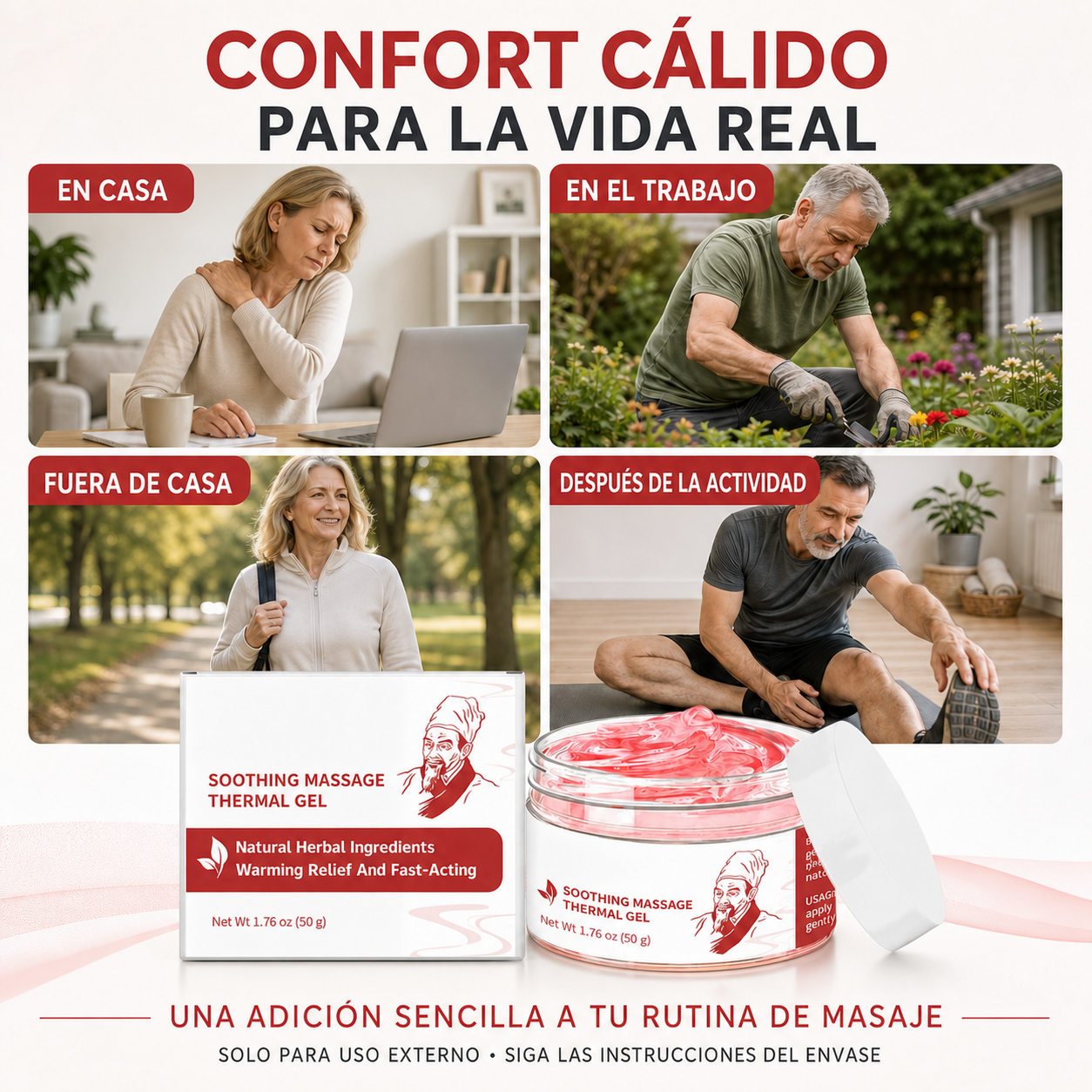 Gel térmico de masaje calmante | Confort cálido herbal para músculos y articulaciones-WH
