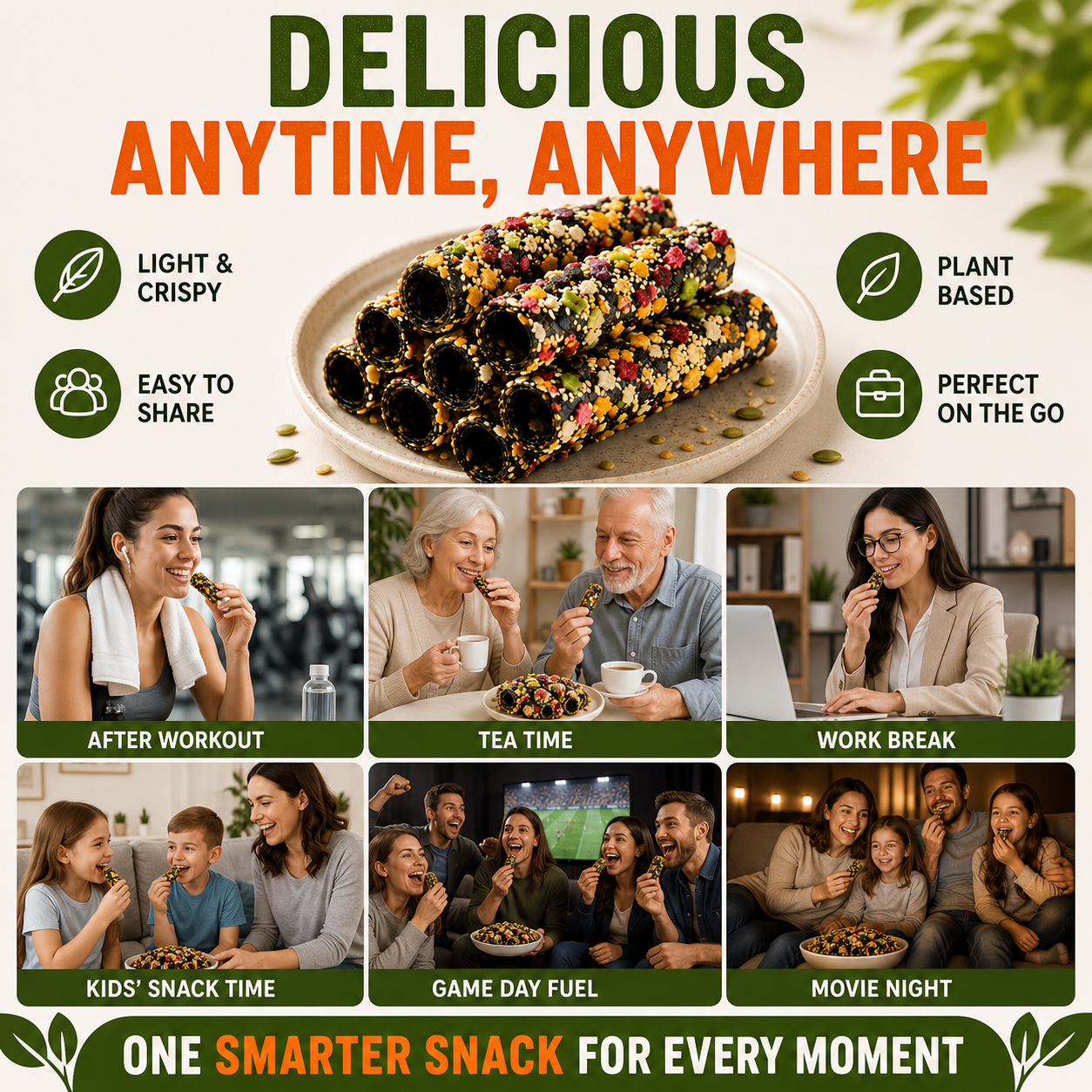 Crunchy Fruit & Veggie Seaweed Rolls – Natural Crispy Seaweed Snack with Real Fruit & Vegetable Ingredients-WHffice & On-the-Go Treat-WH