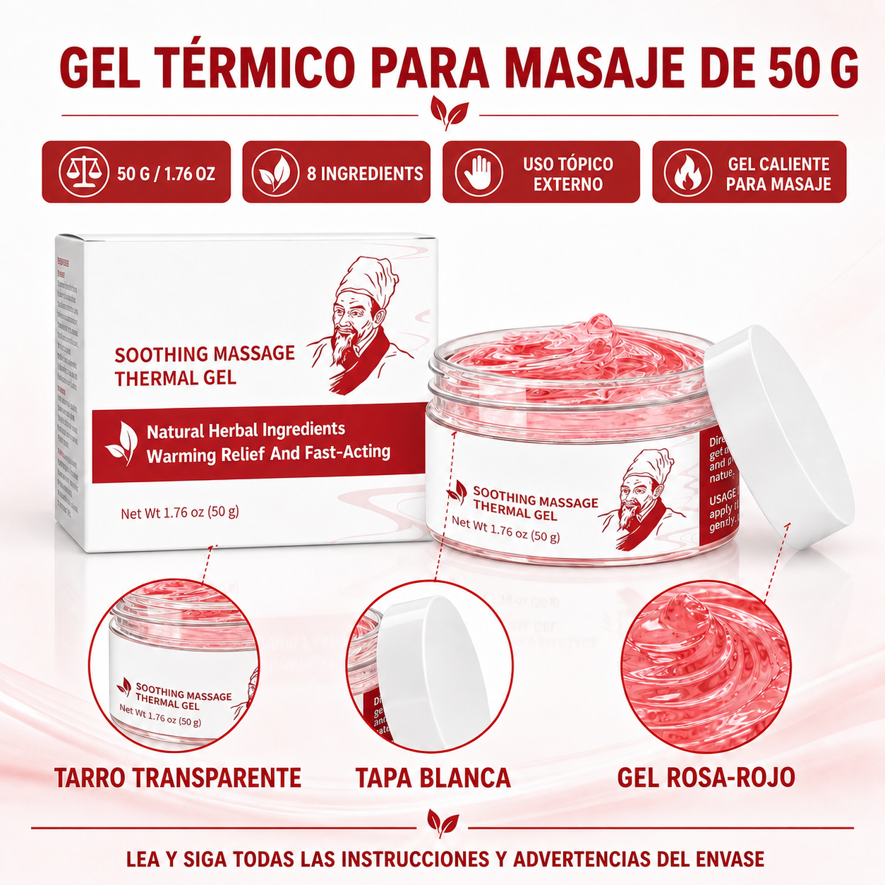 Gel térmico de masaje calmante | Confort cálido herbal para músculos y articulaciones-WH