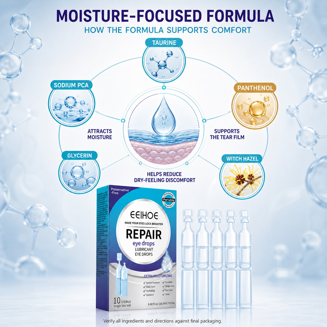 Single Use Repair Eye Drops – Soothe Red Eyes, Fix Blurry Cloudy Vision, Gentle Support for Cataract & Glaucoma-WH