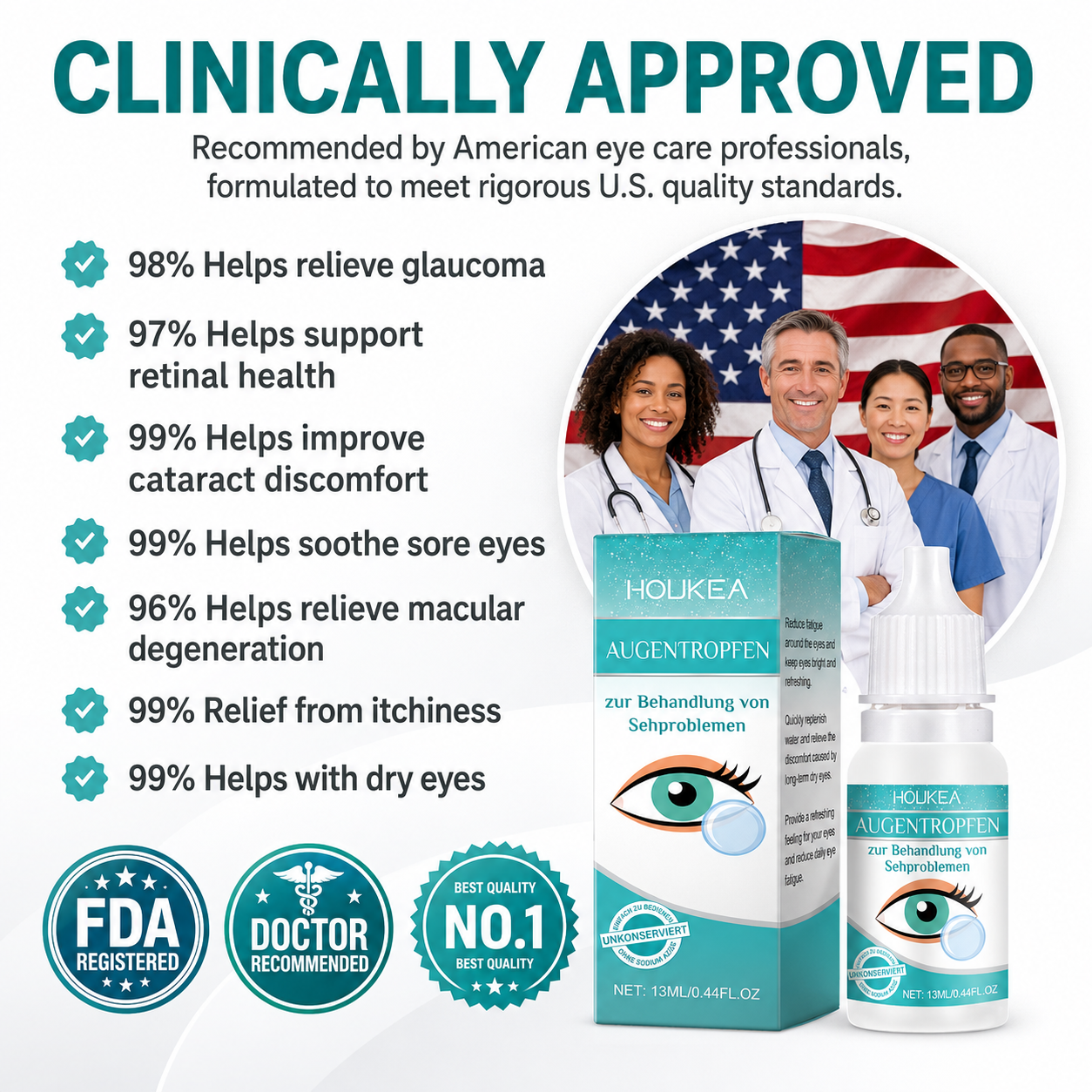 Professional Medical Eye Drops - Hydrating Eye Care Solution for Dry Eyes, Irritation & Eye Fatigue-WH