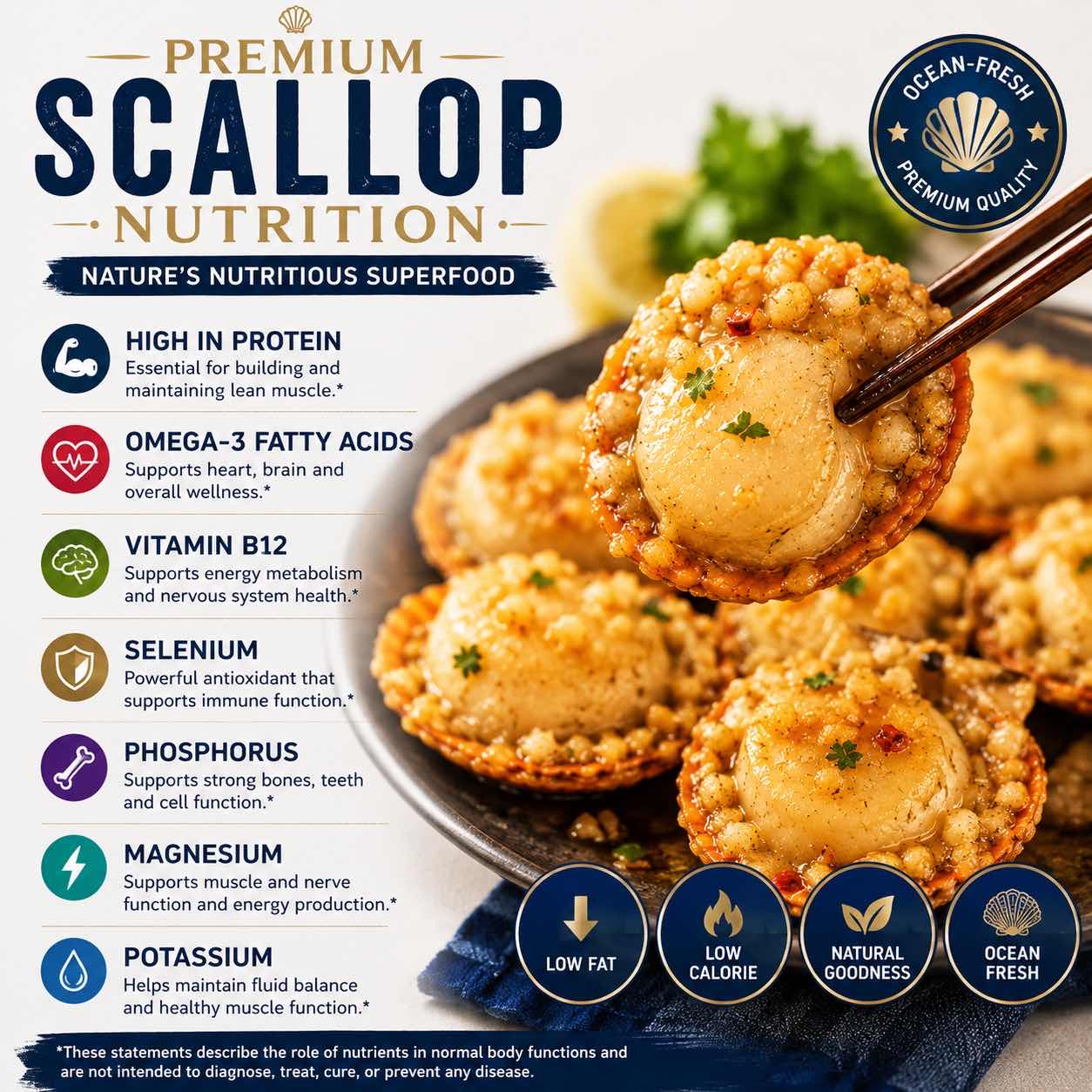 Premium Garlic Butter Scallops - Ocean Fresh Ready-to-Eat Seafood -WH