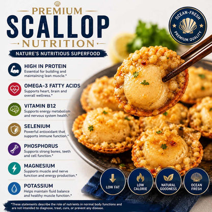 Premium Garlic Butter Scallops - Ocean Fresh Ready-to-Eat Seafood -WH