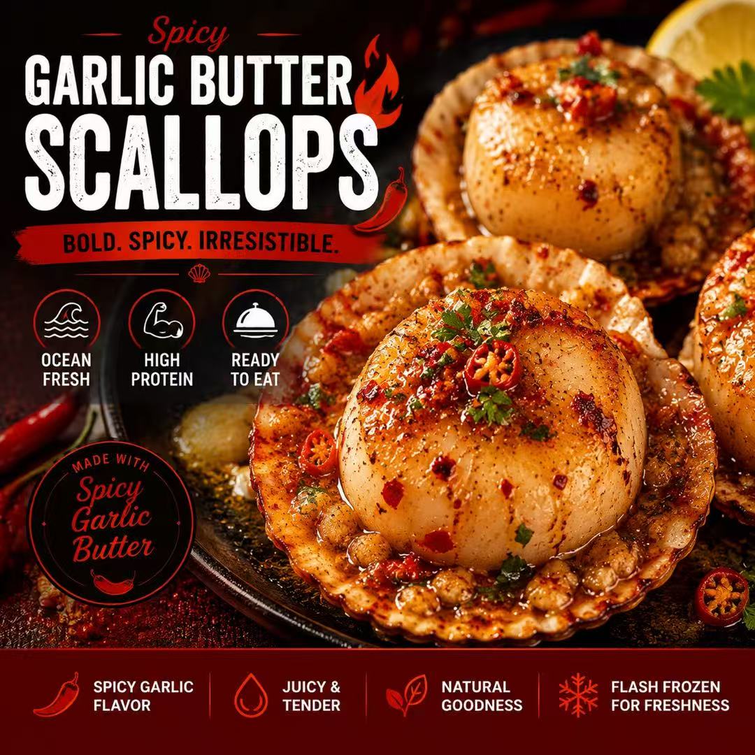Premium Garlic Butter Scallops - Ocean Fresh Ready-to-Eat Seafood -WH