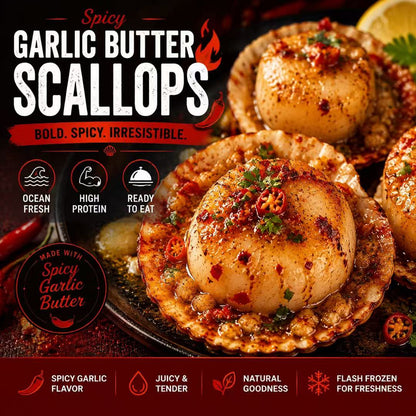 Premium Garlic Butter Scallops - Ocean Fresh Ready-to-Eat Seafood -WH