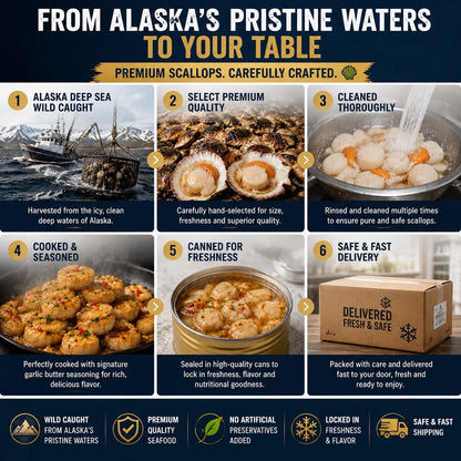 Premium Garlic Butter Scallops - Ocean Fresh Ready-to-Eat Seafood -WH