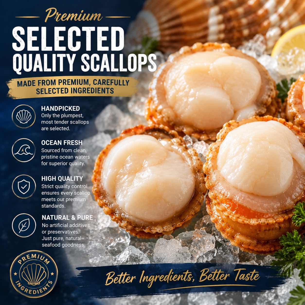 Premium Garlic Butter Scallops - Ocean Fresh Ready-to-Eat Seafood -WH
