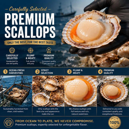 Premium Garlic Butter Scallops - Ocean Fresh Ready-to-Eat Seafood -WH