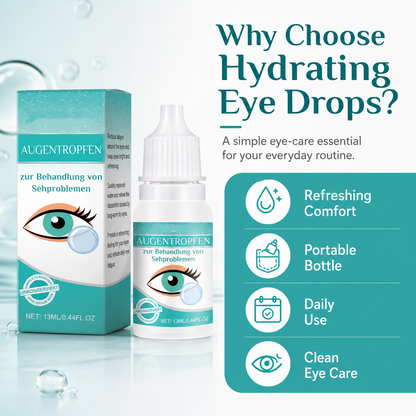 Professional Medical Eye Drops - Hydrating Eye Care Solution for Dry Eyes, Irritation & Eye Fatigue-WH