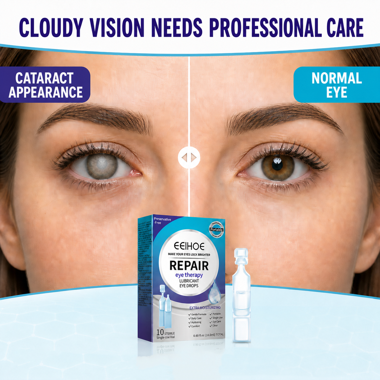Single Use Repair Eye Drops – Soothe Red Eyes, Fix Blurry Cloudy Vision, Gentle Support for Cataract & Glaucoma-WH