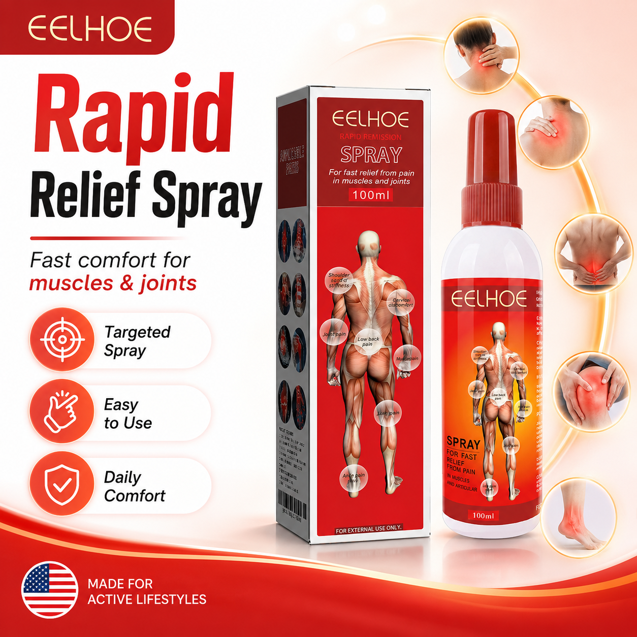 EELHOE™ Rapid Comfort Spray – Targeted Muscle & Joint Support Formula-WH