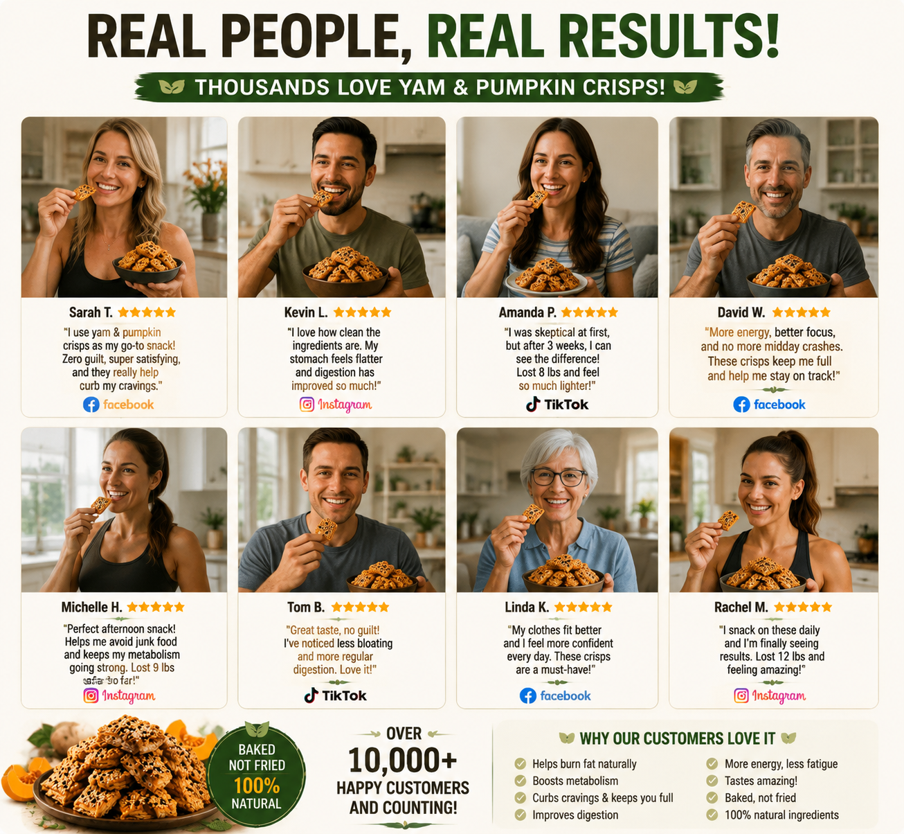 Yam & Pumpkin Crisps - 0 Sugar Added, Never Fried, Plant-Based Healthy Snack-WH