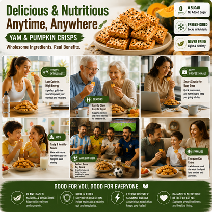 Yam & Pumpkin Crisps - 0 Sugar Added, Never Fried, Plant-Based Healthy Snack-WH