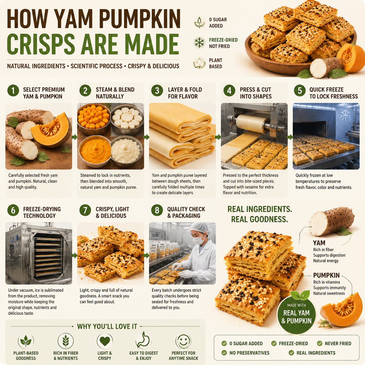 Yam & Pumpkin Crisps - 0 Sugar Added, Never Fried, Plant-Based Healthy Snack-WH