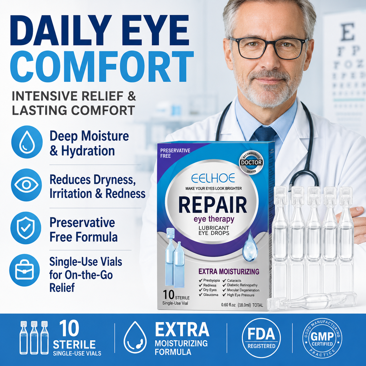 Daily Moisturizing Eye Drops | Refreshing Comfort for Dry, Tired-Feeling Eyes-YH