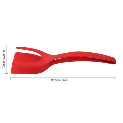 2 in 1 Multifunctional Non-Stick Food Clip Tongs Fried Egg Spatula