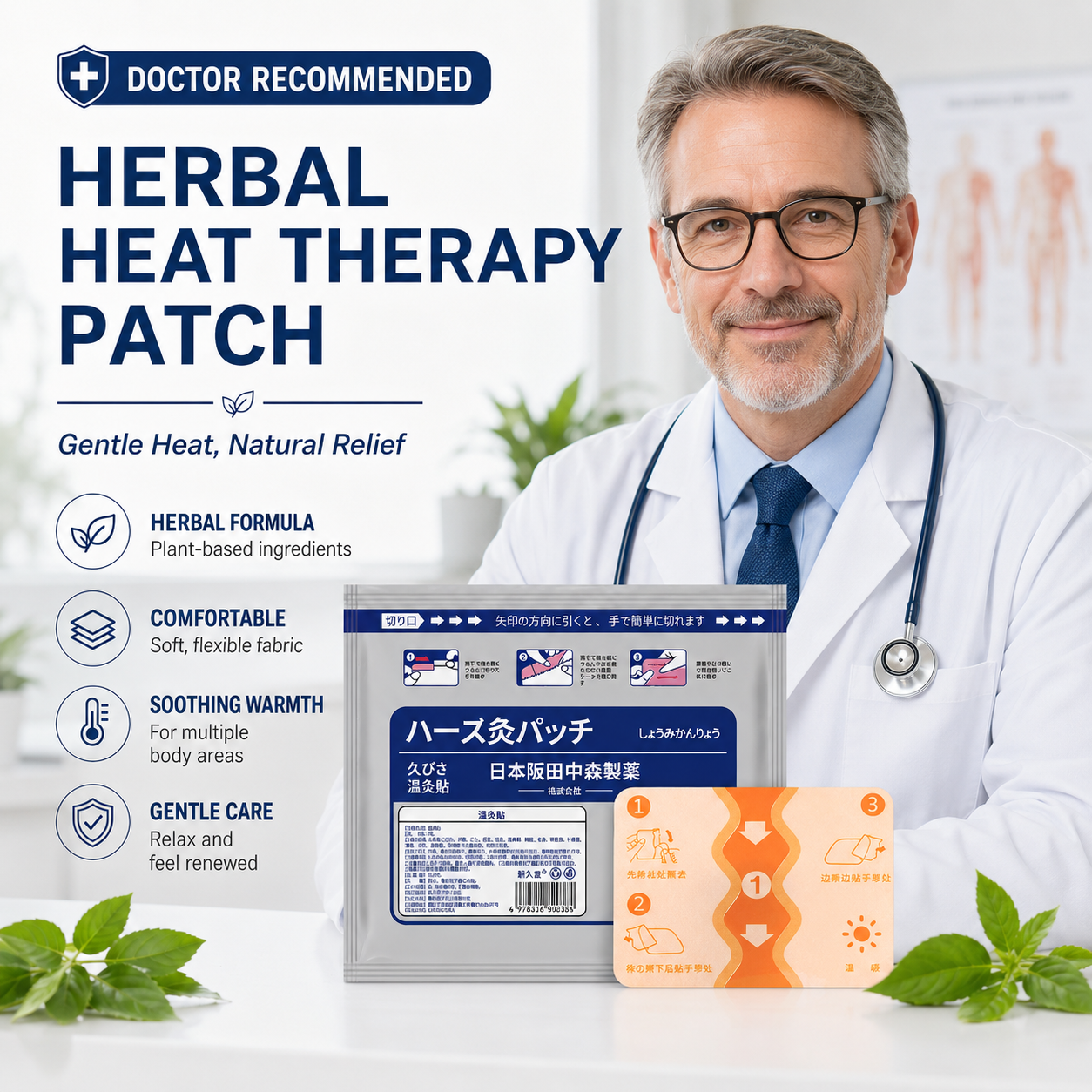 Japanese Traditional Herbal Heat Patch – Deep Warming Comfort for Back, Neck, Shoulder & Knee-WH