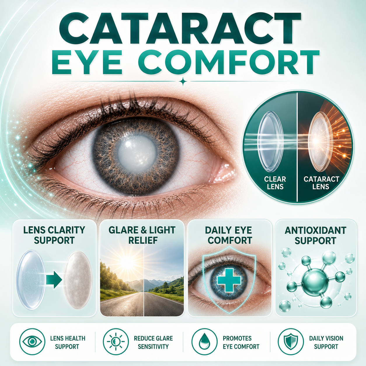 Cataract eye comfort marketing infographic