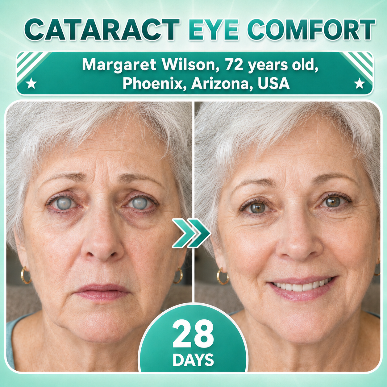 Eye comfort supplier visual featuring an older customer