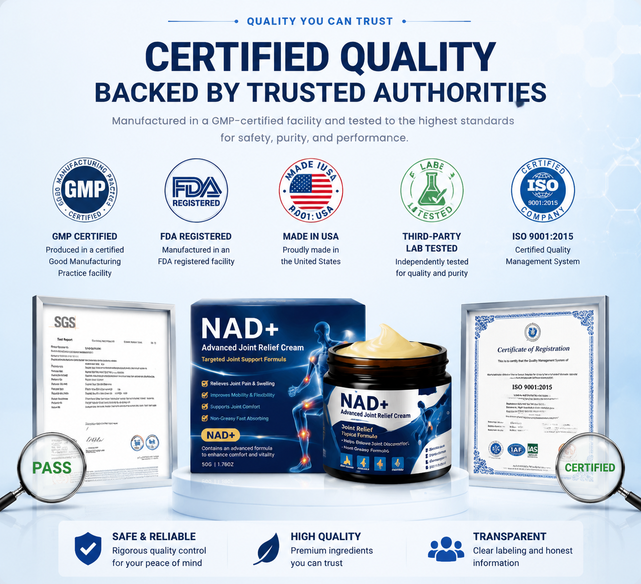 NAD+ joint cream product packaging